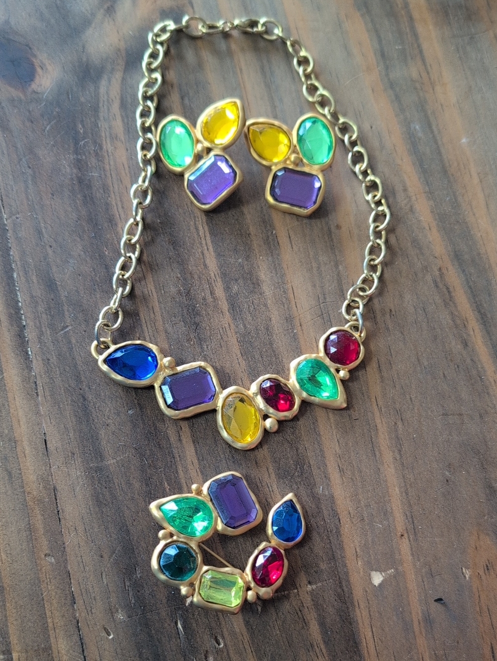 Park Lane Gold-Tone Multicolor Gemstone Necklace & Earrings Set